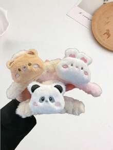 قطعة واحدة من مشبك شعر دب تيدي فرو لطيف، مشبك شعر فتاة حلو، مشبك شعر على شكل حيوان عصري، إكسسوار شعر لموسم الخريف/الشتاء، هدية أساسية، إكسسوار موضة للتنقل اليومي، مشبك شعر على شكل باندا/ضفدع/أرنب/فرخة إكسسوارات شعر للنساء