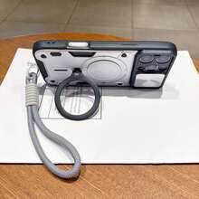 军工防摔重型防震保护手机壳带支架，兼容 Apple 17 Pro Max/16 Pro Max、EDGE 50 5G/EDGE 50 PRO 5G/EDGE 50 Fusion/EDGE 50 Ultra 5G/EDGE 50 Neo 5G/EDGE 40 NEO、Galaxy S25/S24/S23/S22/S21/S20 Plus U - 銀色+掛繩 - 查看 3