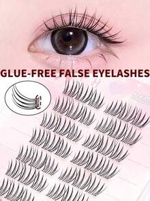 10 paia di ciglia finte senza colla, 60 ciuffetti, effetto 3D, design a singolo ciuffetto, arricciatura a forma di C, aspetto naturale, adatte per feste, ruoli, travestimenti da elfo, cosplay, per creare un effetto trucco con grandi occhi