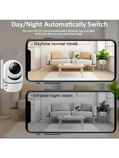 1/2/ 1080P Wireless Security Camera, 2.4G WiFi, Night Vision, Two Way Audio, 355° Panoramic View, Home, Baby Room, Elderly USB Powered, Indoor/Outdoor Surveillance Camera view 4