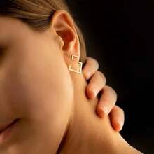 925 Silver Earrings For Women, Diamond-Shaped Women's Accessory, Delicate Party, Luxury Guarantee, 18k Gold Plated - 金色 - 查看 3