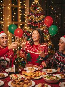 Suéter Navideño Tejido Unisex Sopedro 2025, Disponible en Colores Rojo, Caqui y Blanco Crema, Diseño de Árboles de Navidad y Motivos Invernavales, Suave, Cálido y Cómodo, Ideal para Reuniones Familiares, Fiestas y Fotos de Temporada, Tejido de Alta Calidad con Ajuste Relajado, Dos Rangos de Talla S/M y L/XL, Perfecto para Hombres y Mujeres, Cuello Redondo y Puños Elásticos que Mantienen la Forma, Material Transpirable y Antipilling, Dale un Toque Divertido y Festivo a tu Outfit con la Nueva Colección 2025, el Suéter que Une Estilo, Comodidad y Espíritu Navideño en Cada Hilo - Rojo - Ver 4