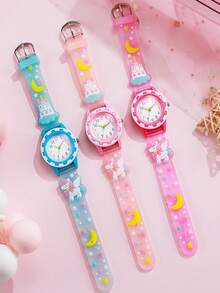 1 buah/Set Jam Tangan Anak-anak Motif Astronot Seri Warna Macaron, Tali Plastik Warna-warni, Cocok untuk Hadiah Ulang Tahun, Hadiah Halloween, dan Hari Jomblo - Berwarna merah muda - View 2