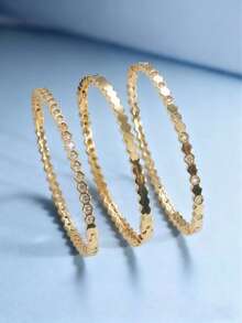3pcs/Set Elegant Exquisite Fashion Cubic Zirconia Decor Stackable Stainless Steel Non-Fading Bracelet Suitable For Women Party Daily Wear Holiday Jewelry Gift - Gold (higher Quality) - View 9