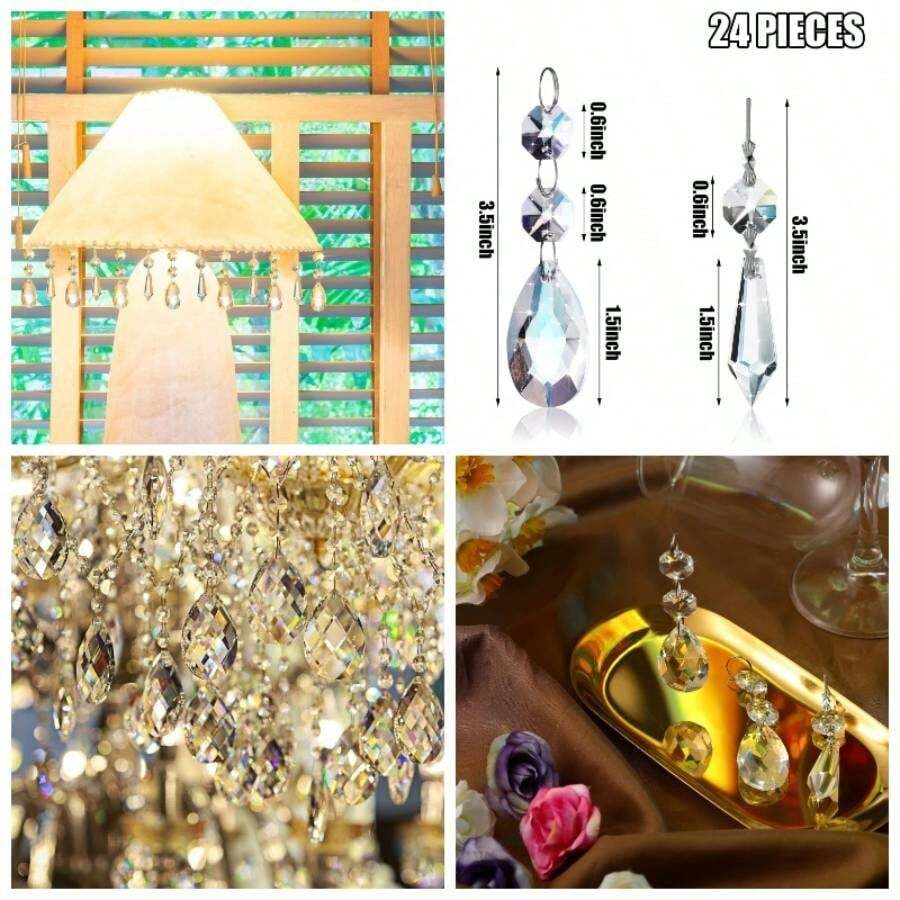 - Juego de 48 piezas de vidrio de repuesto de 38 mm de lgrima y carmbanos de vidrio para colgar lmparas y candelabros, atrapasoles, rbol de Navidad, ventanas para decoracin del hogar - 48 - Ver 1