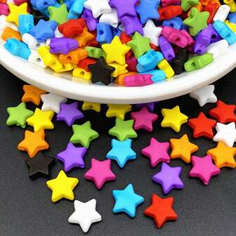 100 piezas de cuentas acrílicas con forma de estrella para hacer joyas, cadenas de teléfono móvil, pulseras, collares y decoración de accesorios de moda DIY