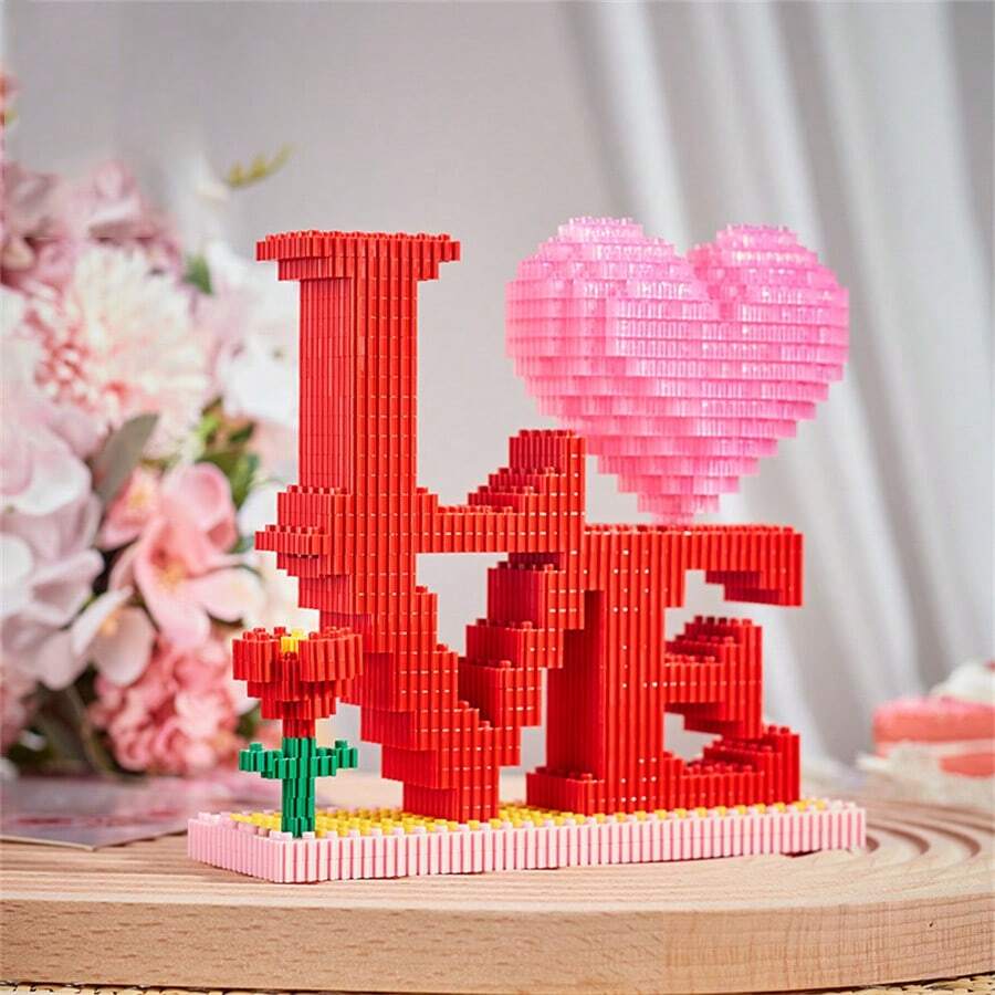 A Set Of 700 Small Particles To Assemble Building Blocks Love Peach Pen Holder Assembly Toy Gift Model Ornaments Birthday Gift Christmas Gift Etc. - Multicolor - View 1