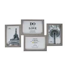 Portaretratos de Pared para Collage de 4 Fotos 4x6 (10x15cm) - Cuadro Decorativo en Gris Mate, Ideal para Decorar - Gris - Ver 2