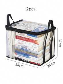 Transparent PVC Storage Bag With Flip Cover & Window - Multipurpose Storage Box For Toys, Party Favors, Crafts, Books, School Supplies, Snacks - Durable Rectangular Home Organization Box, Christmas Gift, Halloween Gift, XL/38*32*24cm, L/32*25*24cm