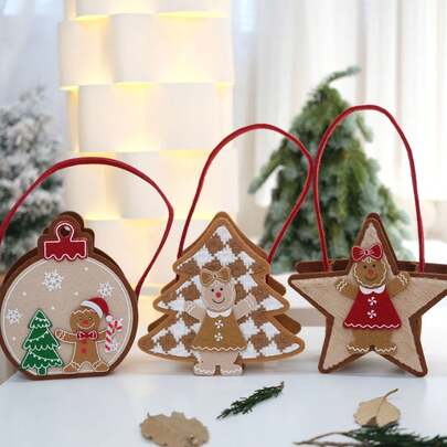 1PC Christmas Felt Tote Bags, Christmas Eve Apple Decorative Bags, Christmas Tree Atmosphere Gift Bags