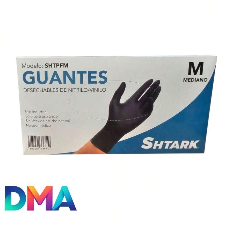 Guantes De Nitrilo Vinilo Negro Libre De Latex 100 Piezas - MEDIANO - Ver 1