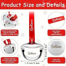 48 Stücke Weihnachtsschlitten Glocken mit roter Schleife - 1.5 Inch Mini Metallglocken, geeignet für Baum, Hochzeit, Babyparty und Partydekoration