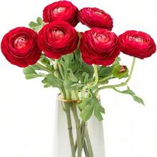 Artificial Ranunculus Flowers With Real Touch Stem, Silk Ranunculus Flowers(10 Pack) (White)-KF - Red - View 9