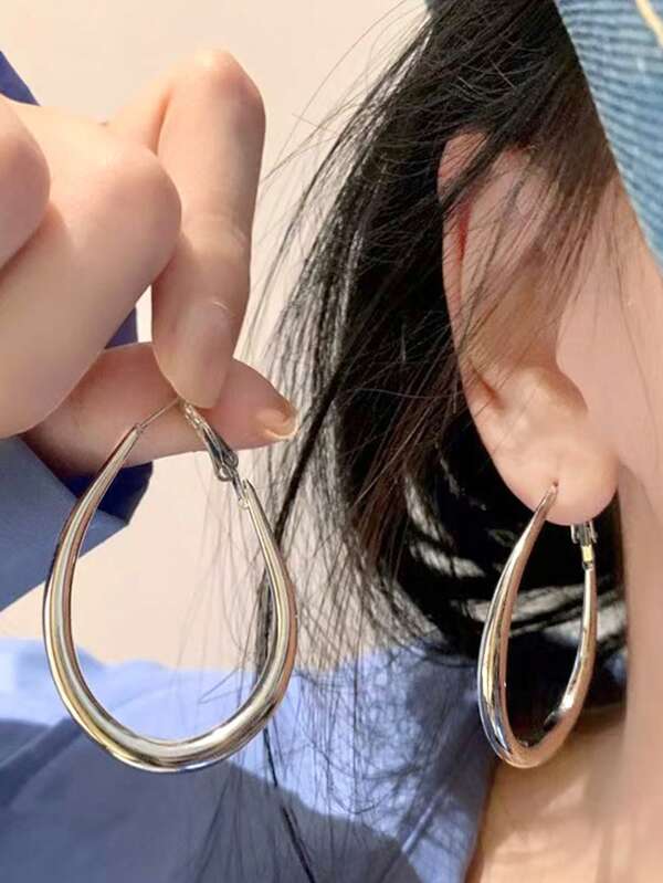 Pendientes de aro minimalistas con forma de lágrima para mujeres, adecuados para rostros redondos y cuadrados, pendientes grandes y ligeros de lujo, estilo minimalista