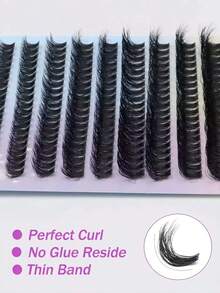 280pcs 70D Mix Cluster Eyelash, 0.07mm Thickness, D Curl, 8mm-16mm Mix Length, Natural Style Russian Flat Dense Fluffy Handmade Mink Eyelash Cluster For Halloween Theatrical Makeup, Festival Makeup, Christmas Makeup, Beginner Essential - D - 查看 5