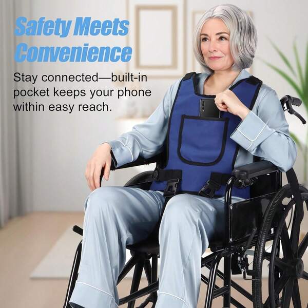 1PC Vest-Style Wheelchair Safety Belt, Wheelchair Side Cushion Guard, Wheelchair Anti-Fall Strap, Suitable For The Elderly And Disabled