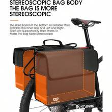 Bike Double Pannier Bags Waterproof Bicycle Rear Seat Panniers Pack With Reflective Stripe - 36LBlack - View 5