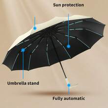 1把自动伞，加固60根伞骨，男士商务强韧耐用防风伞，女士防紫外线两用遮阳伞，春夏精选，伴娘礼物，房间装饰，卧室装饰，海滩，旅行，男女通用，度假 - 彩色 - 查看 4