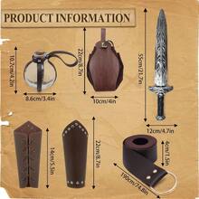 JIEXI9Pcs Mens Renaissance Viking Costumes Set For Men Medieval Pirate Toys Elf Hunter Ren Faire Dress Up Full OutfitCJEMH - 綠色 - 查看 2