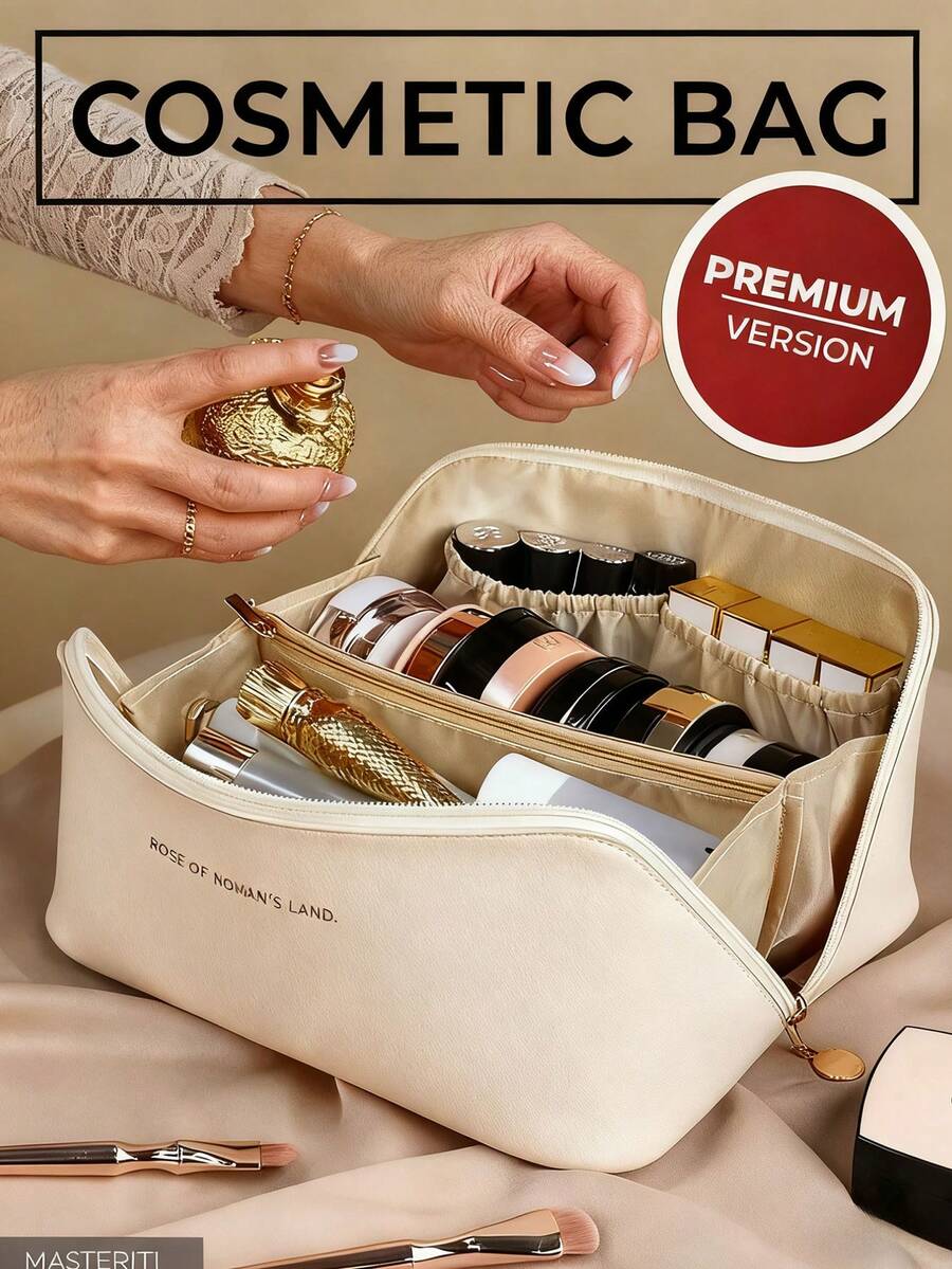 1个多功能洗漱包，化妆品收纳包，防水化妆包，多隔层设计，是情人节、婚礼、母亲节、生日等场合送给男士和女士的理想礼物 - 彩色 - 查看 1