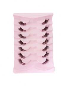 Ouye3 5 Pairs Of Natural False Eyelashes, Fluffy And Thick False Eyelashes, Imitation Mink Fur, Curled False Eyelashes - Black - View 8
