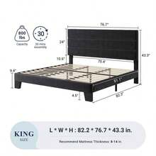 Allewie Twin/Full//King Size Platform Bed Frame With Velvet Upholstered Headboard And Wooden Slats Support, Fully Upholstered Mattress Foundation, No Box Spring Needed, Easy Assembly, Black* Bed Frame Bed Frame Bed Frame Full Full Size Bed Frame King Size Bed Frame Twin Bed Frame Room Decor Home Decor Decor Bedroom Decor Valentine Day Decor Storage Living Room Decor Furniture House Decor - 黑色 - 查看 11