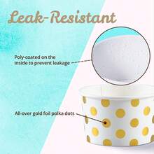 MATICAN - Tazas de helado de papel, 50 tazones desechables de postre de 5 onzas para alimentos calientes o fríos, suministros de de 5.5 onzas, tazas de regalo para Sundae, yogur congelado, sopa, lunares de lámina dorada - 50 - Ver 5