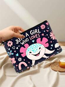 Una bolsa de cosméticos reversible con diseño de ajolote y floral, bolsa de almacenamiento de artículos de tocador de viaje, billetera para el hogar, bolsa para lápices, bolsa de almacenamiento para estudiantes escolares, bolsa organizadora de útiles escolares para maestros, bolsa de viaje favorita de niñas pequeñas, regalo para amigos y familiares, bolsa de almacenamiento de cosméticos y útiles escolares para mujeres y niñas pequeñas de regreso a la escuela, bolsa de almacenamiento de artículos de viaje, bolsa de almacenamiento de monedas y gafas de cosméticos