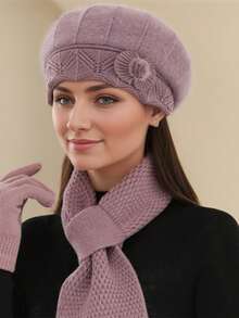 Set de 2 piezas Sombrero y bufanda de cuello versátil para mujer, cálido en invierno, adecuado para ejercicio, accesorio de invierno, regalo de San Valentín para madres de mediana edad y ancianas - Multicolor - Ver 17