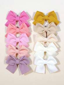 10Pcs/Set New Cute Ribbon Bowknot Hair Clips For Kids Handmade Baby Girls Hair Accessories - Multicolor 3 - View 5