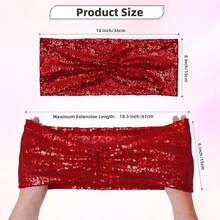 Gold Sequin Chair Sashes With Bow For Folding Chairs, Party Wedding Reception Decorations, 20 PCS - Red - View 4