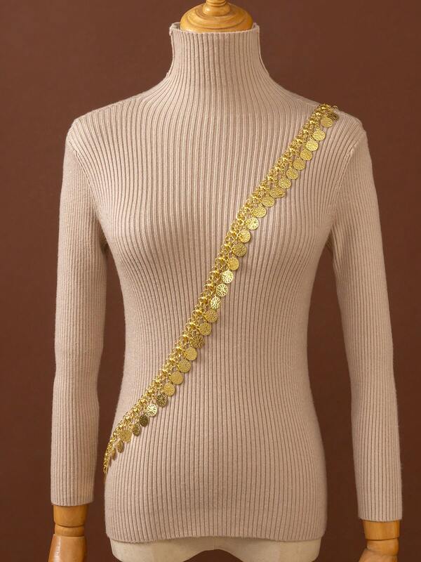 1pc Gold-Plated Body Chain, Arabic Style Luxury Bridal Jewelry, Wedding Dress Shoulder Strap Accessory