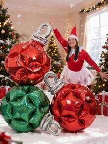 20/60 pezzi Set di palloncini natalizi laser - Palloncini a stella olografici rossi/oro/verdi da 18" + Palloncini a forma di "0" in foil, ideali per decorazioni natalizie, decorazioni interne/esterne, Capodanno, decorazioni per la stanza del 2026, feste di compleanno e altri eventi e vacanze a tema