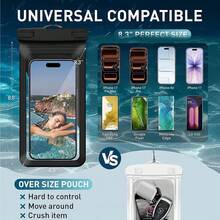 Funda Impermeable para Teléfono, con Bolsillo Interior para Tarjetas, Funda Impermeable para 17 16 15 14 Pro, Bolsa Seca Ligera IPX8 para Celular, Esenciales para Cruceros en la Playa, 1 Paquete-Negro-8.3″ - A1-Amarillo+Negro- Paquete de 2 - Ver 9