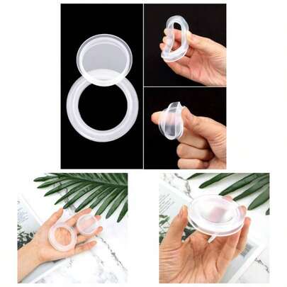 4 Pieces Silicone Patio Table Hole Ring And Cap Set Glass Outdoors Patio Table Deck Yard, 2 Inch Brown