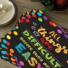 1 pieza/4 piezas/6 piezas Manteles individuales de lino con estampado de lemas inspiradores, adecuados para la mesa de comedor, decoración para todas las estaciones, manteles de mesa lavables modernos, decoración de habitaciones, posavasos, manteles de cocina y comedor, decoración de fiestas interiores y exteriores, decoración del hogar, regalo ideal - Multicolor - Ver 3