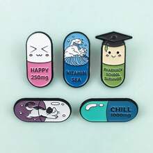 Creative Cartoon Capsule Shape Brooch English Letter Decorative Collar Pin Badge Niche Backpack Accessories Pin Buckle - XZ2305-3 - 查看 2