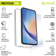 Coque Muvit for Change compatible avec Samsung Galaxy A35 5G + protection d'écran en verre trempé plat - Blanc - Voir 1