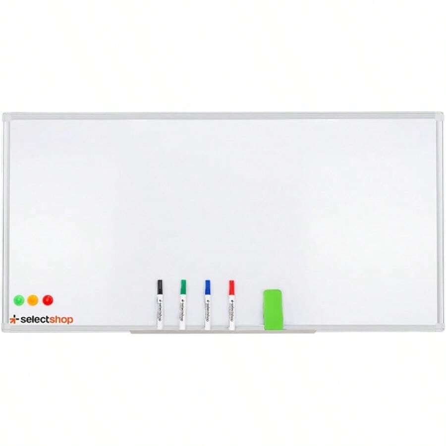 SELECTSHOP Pizarron Blanco Pizarron Magnetico Con 4 Marcadores y 1 Borrador Pintarron Blanco Infantil Empotrable Pizarra Blanca Con Bandeja Para Rotuladores Uso Vertical U Horizontal (60 X 40 CM) - 1,20 x 60 cm - Ver 1