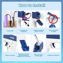 Pistola de Agua éctrica de Alta Capacidad (434 + 58 ML), Alcance de 2 - 3m, Juguete al Aire Libre para Adultos y Niños - Color Azul, Material ABS - ‎Azul - Ver 6