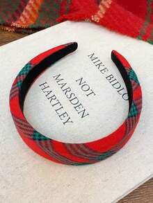 2 piezas Diadema vintage a cuadros, accesorios para el cabello con aro ancho y corona alta para mujeres