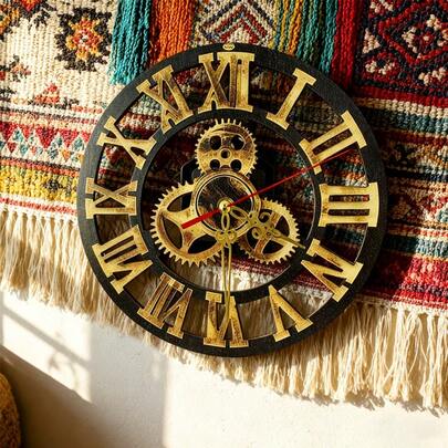 ساعة حائط خشبية دائرية 2D بقطر 10 بوصة/12 بوصة، تصميم إبداعي بأرقام وعقارب أمريكية، مناسبة لديكور المنزل والمكتب والمقهى وغرفة المعيشة، ساعة ديكورية صامتة