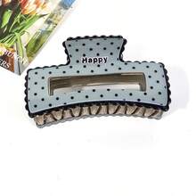 1 pezzo Fermaglio per capelli rettangolare retrò a pois, design quadrato cavo + pizzo, elegante e dolce, in materiale acrilico durevole e non deformabile, accessorio per capelli elegante per acconciature quotidiane e per fissare i capelli ribelli, accessorio per capelli invernale