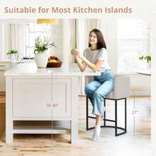 27" H Counter Height Bar Stools Set Of 2, Modern Barrel Counter Stools With Backrest And Arms, Black Metal Frames, Linen Fabric Upholstered Accent Barstools For Kitchen Island,  Gray,24312895 - Màu xanh Ô liu - Xem 5