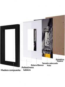 Juego de 5 Fotos para Cuadros de 11 x 14 - Imágenes de 8 x 10 con Tapete o 11 x 14 sin Tapete, Estilo Sencillo y Moderno, Ideal para Decorar Habitación, Oficina y Galería - Montaje en Pared, Color Negro - Negro - Ver 3