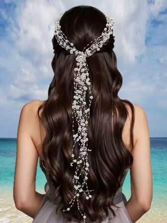 1pc Bridal Wedding Bohemian Romantic Vintage Luxurious European & American Elegant Multi-Layer Asymmetrical Pearl Headband