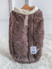 1pc Soft Cotton Fleece Pet Clothing, Dog Apparel With Leash Buckle, Suitable For Autumn/Winter, Teddy, Cat, Puppy