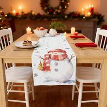 1 Piece Of Reusable Winter Christmas Table Flag, Featuring Christmas Trees, Snowmen, Snowflakes, Reindeer, Gift Boxes, Foxes, Colorful Balls, And Lighting Patterns. Made Of Linen Fabric, It Is Suitable For Indoor And Outdoor Family Gatherings, Christmas Party Table Decorations, And Christmas Decorations. There Are Multiple Sizes To Choose From And Can Also Be Given As A Gift. - Multicolor - View 3