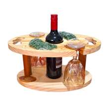 Tábua de Petiscos Porta Taças e Vinho Decoração Cantinho do Churrasco Madeira Frios Presente Noivado
