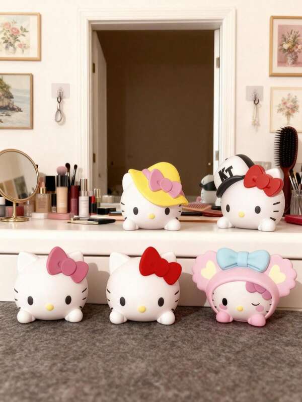 Sanrio Hello Kitty Desktop Ornaments - Cute Cartoon Ins-Style Small Doll With Bow And Clothing, Sticky PVC Doll Decoration, Easy To Peel And Stick Suitable For Computer, Desktop, Door Frame, Room And Car Decoration, Office Supplies, School Supplies, Ideal Gifts For Women And Girls (Birthdays, Parties, Collections)